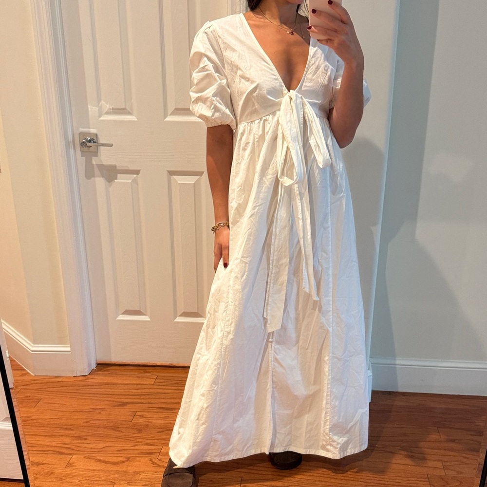 White Tie-Front Maxi Dress - Women